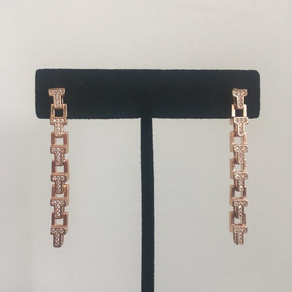 parfait shop Jewelry - Rose Gold Pave " T " Earrings